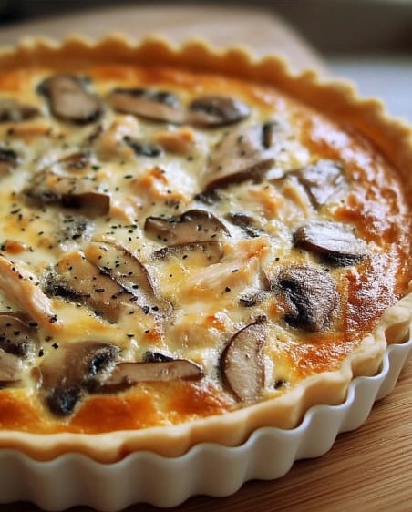 Quiche au poulet champignon et fromage
