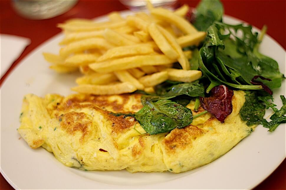 Omelette jambon frites